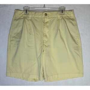 Daniel Cremieux Men's Yellow Chino Shorts Solid Pleated Cotton Pockets 34W